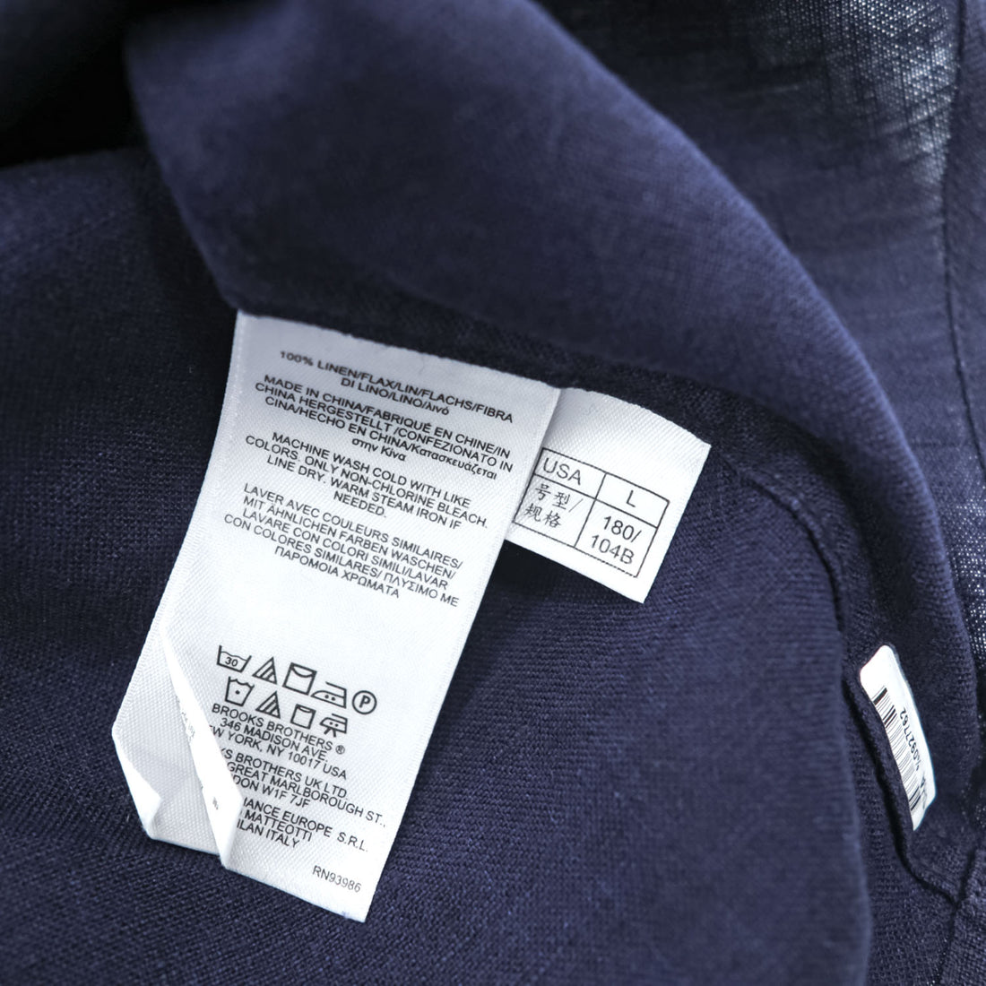 Brooks Brothers 346  半袖リネンシャツ L ネイビー 麻100% ボタンダウン