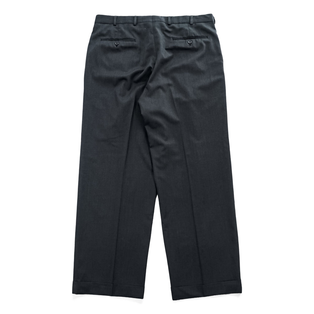Brooks Brothers 80s Vintage USA-Made Slacks Pants, Size L, Gray, Wide Fit, 2-Tuck Pleats, Double Cuffs