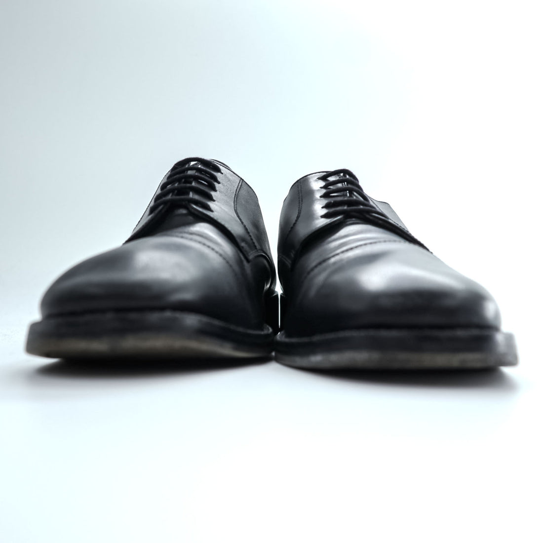 CLERGET CHAUSSURES Black Leather Cap Toe Derby Oxford Dress Shoes Square Toe Leather Sole US Size 8