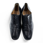 CLERGET CHAUSSURES Black Leather Cap Toe Derby Oxford Dress Shoes Square Toe Leather Sole US Size 8
