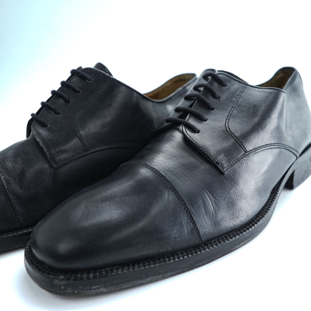 CLERGET CHAUSSURES Black Leather Cap Toe Derby Oxford Dress Shoes Square Toe Leather Sole US Size 8