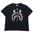 A BATHING APE シャーク Tシャツ M ブラック シャークフェイス カモ プリント