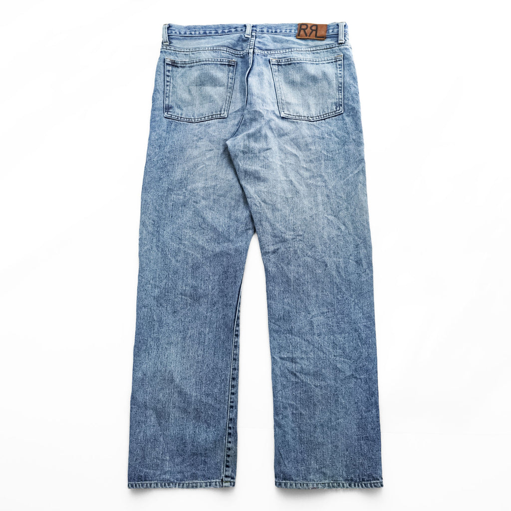 RRL Double RL Ralph Lauren 90s Ring Spun Denim Jeans Light Wash W35 Leather Patch