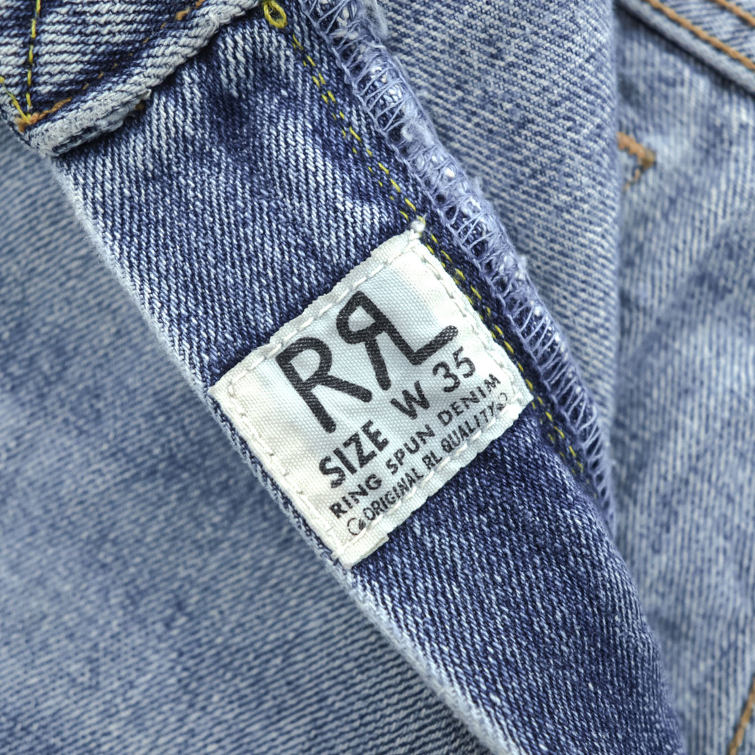RRL Double RL Ralph Lauren 90s Ring Spun Denim Jeans Light Wash W35 Leather Patch