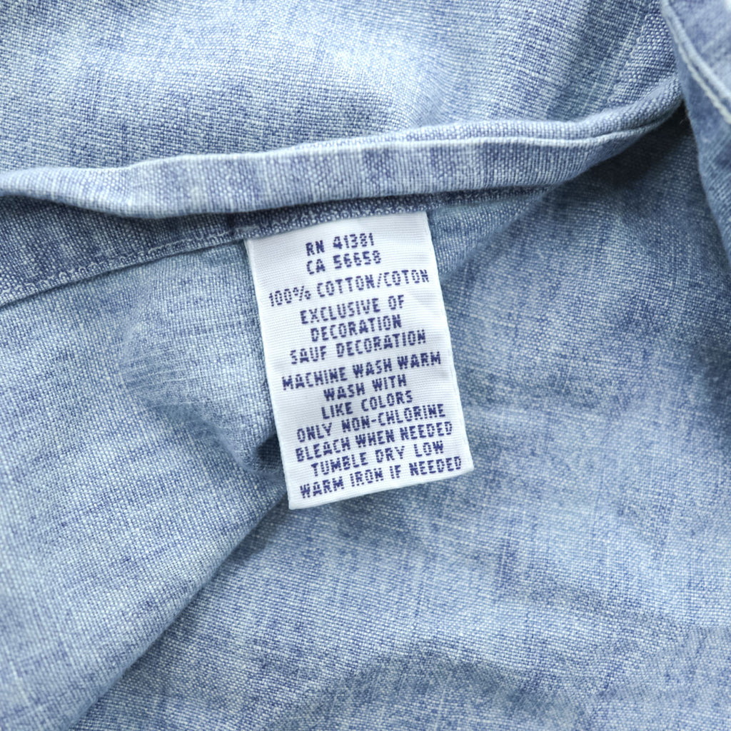 Ralph Lauren 半袖 シャンブレーシャツ XL インディゴ ブルー ボタンダウン スモールポニー ロゴ 刺繍