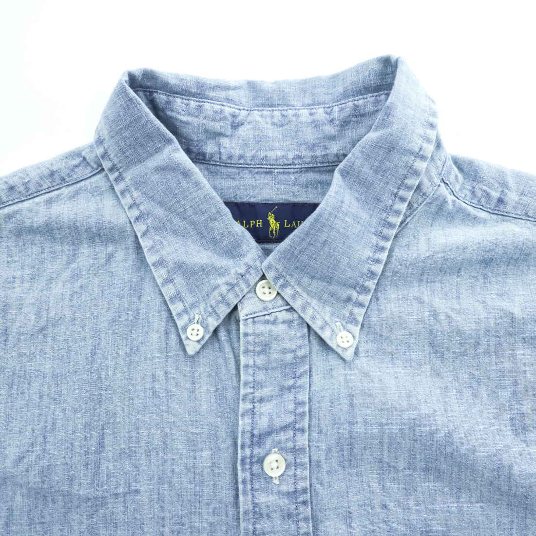 Ralph Lauren 半袖 シャンブレーシャツ XL インディゴ ブルー ボタンダウン スモールポニー ロゴ 刺繍