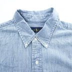 Ralph Lauren 半袖 シャンブレーシャツ XL インディゴ ブルー ボタンダウン スモールポニー ロゴ 刺繍