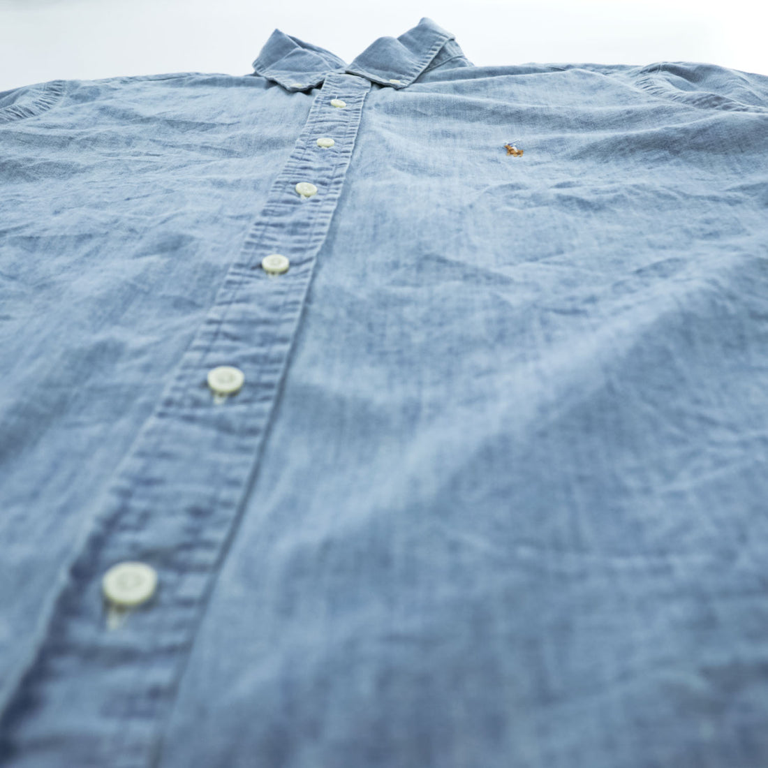 Ralph Lauren 半袖 シャンブレーシャツ XL インディゴ ブルー ボタンダウン スモールポニー ロゴ 刺繍
