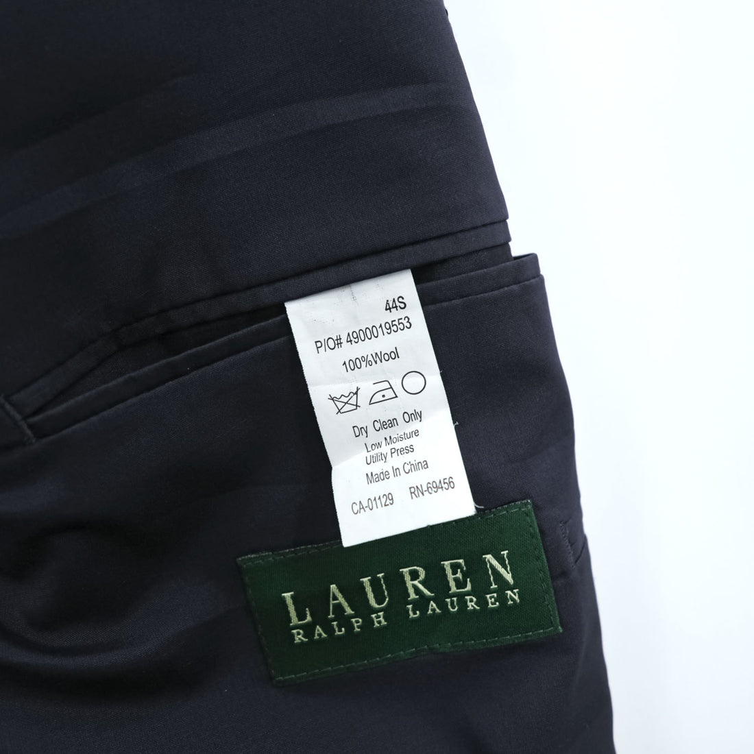 Lauren Ralph Lauren Men's Navy Wool Blazer 44S Short Gold Crest Buttons 2-Button Macy's