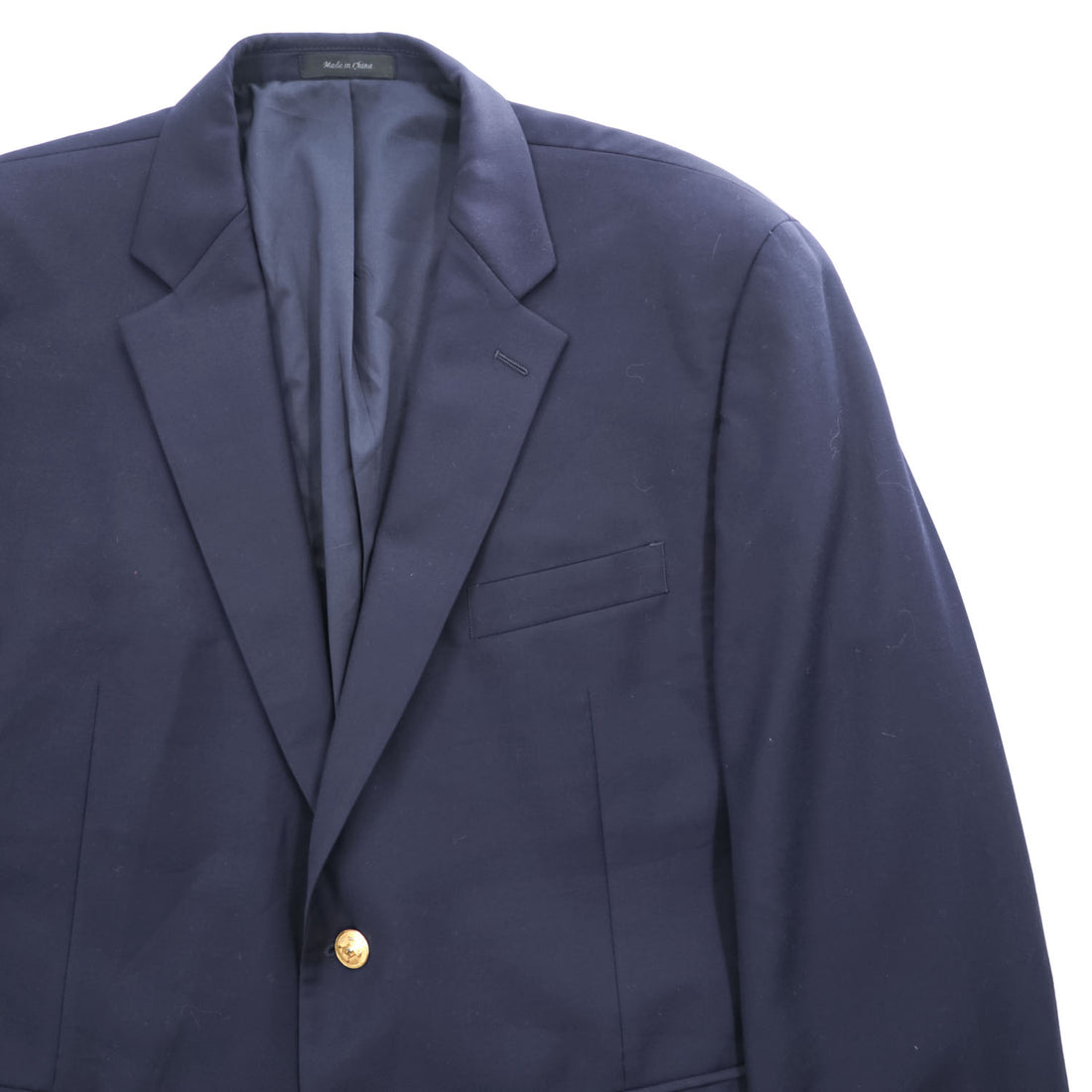 Lauren Ralph Lauren Men's Navy Wool Blazer 44S Short Gold Crest Buttons 2-Button Macy's