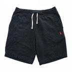 Polo Ralph Lauren Black Fleece Sweat Shorts Red Pony Logo Drawstring Lounge Shorts