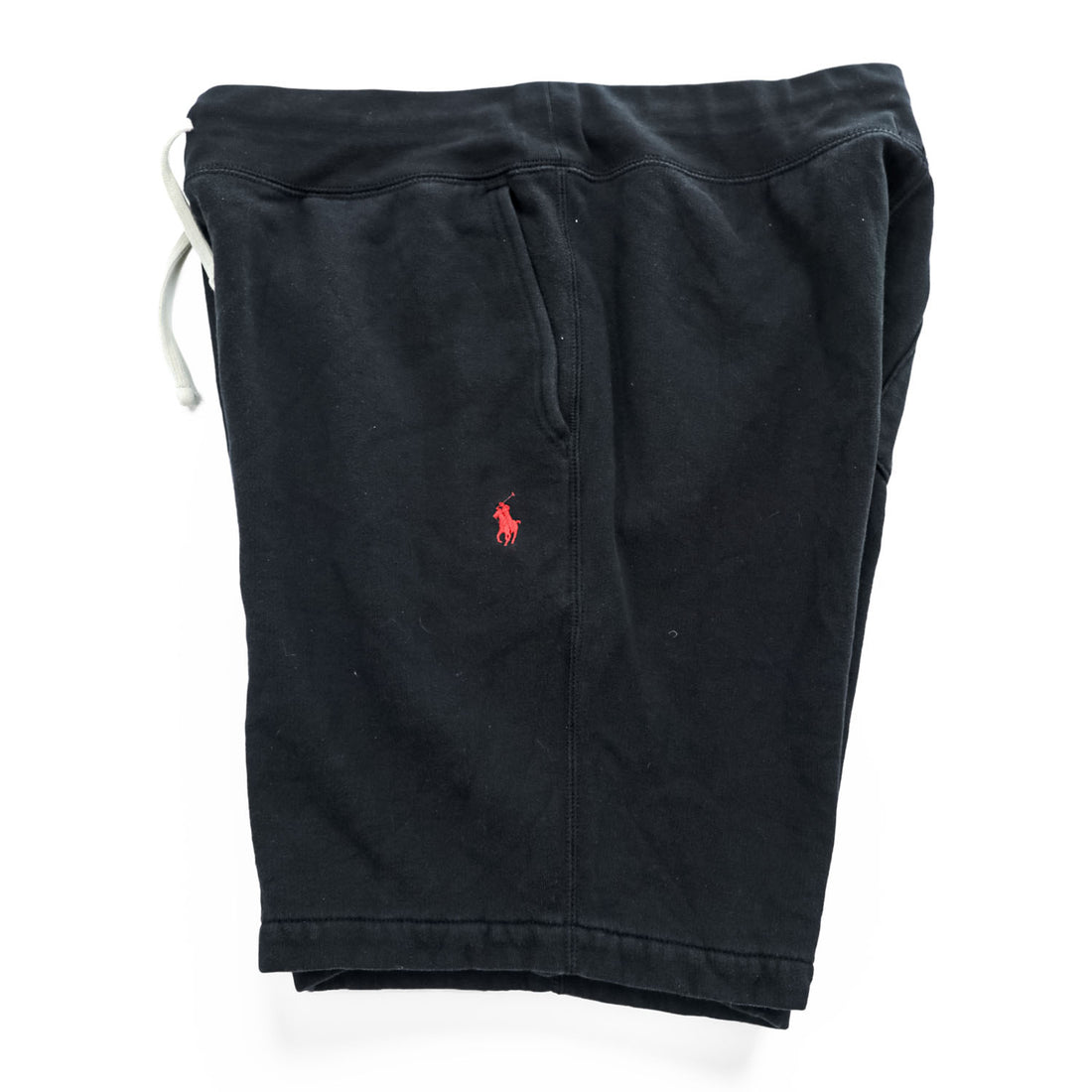 Polo Ralph Lauren Black Fleece Sweat Shorts Red Pony Logo Drawstring Lounge Shorts