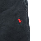 Polo Ralph Lauren Black Fleece Sweat Shorts Red Pony Logo Drawstring Lounge Shorts