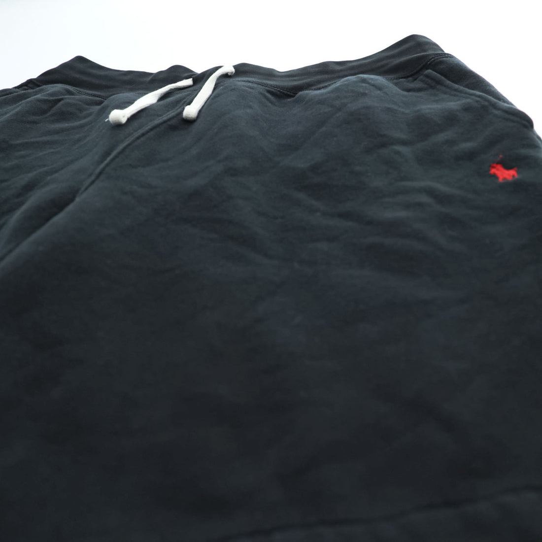 Polo Ralph Lauren Black Fleece Sweat Shorts Red Pony Logo Drawstring Lounge Shorts