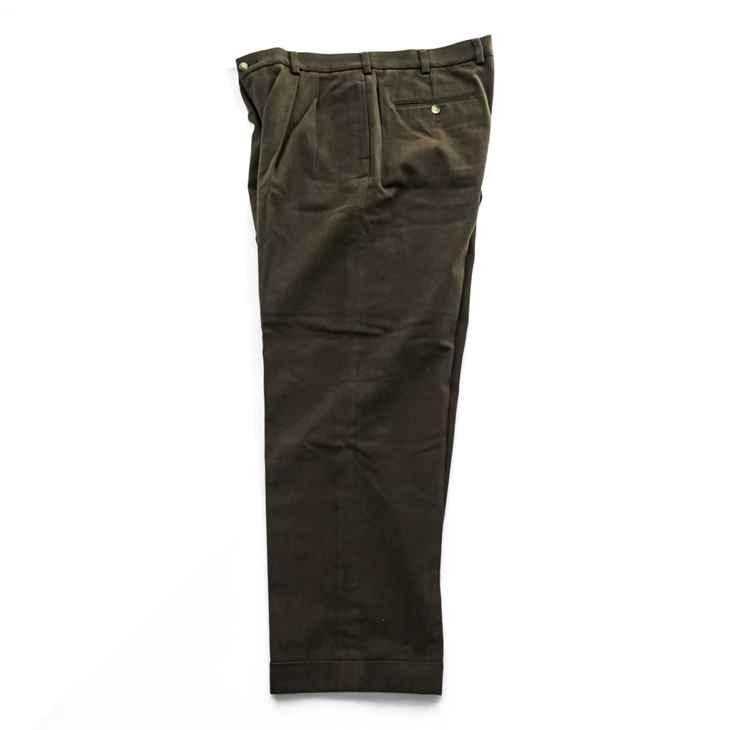 Brooks Brothers Slacks Pants, Size L, Brown, Wide Fit, 2-Tuck Pleated, Double Cuff, Moleskin