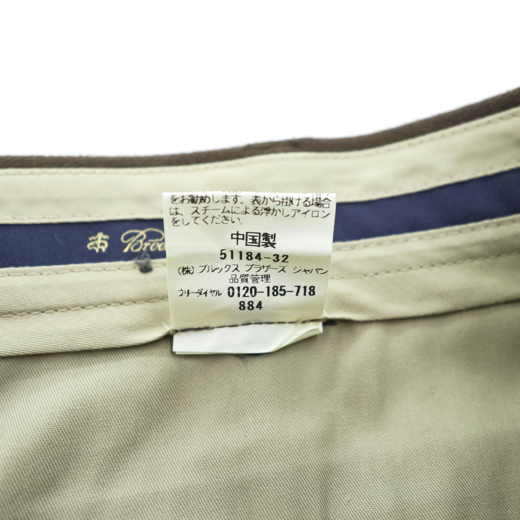 Brooks Brothers Slacks Pants, Size L, Brown, Wide Fit, 2-Tuck Pleated, Double Cuff, Moleskin