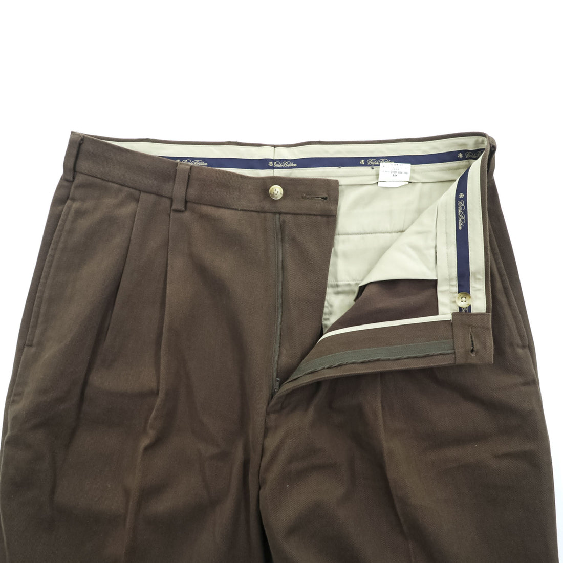 Brooks Brothers Slacks Pants, Size L, Brown, Wide Fit, 2-Tuck Pleated, Double Cuff, Moleskin