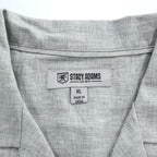 STACY ADAMS リネン 半袖 開襟シャツ スラックス セットアップ XL グレー オープンカラー ボックスシルエット
