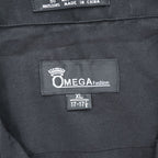 OMEGA 00年代 ヴィンテージ キューバシャツ 開襟 半袖シャツ 4ポケット XL ブラック 刺繍 オープンカラー ボックスシルエット グアヤベラ