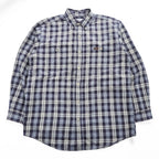 carhartt ボタンダウン 長袖 チェックシャツ L ネイビー ブルー REGULAR S151