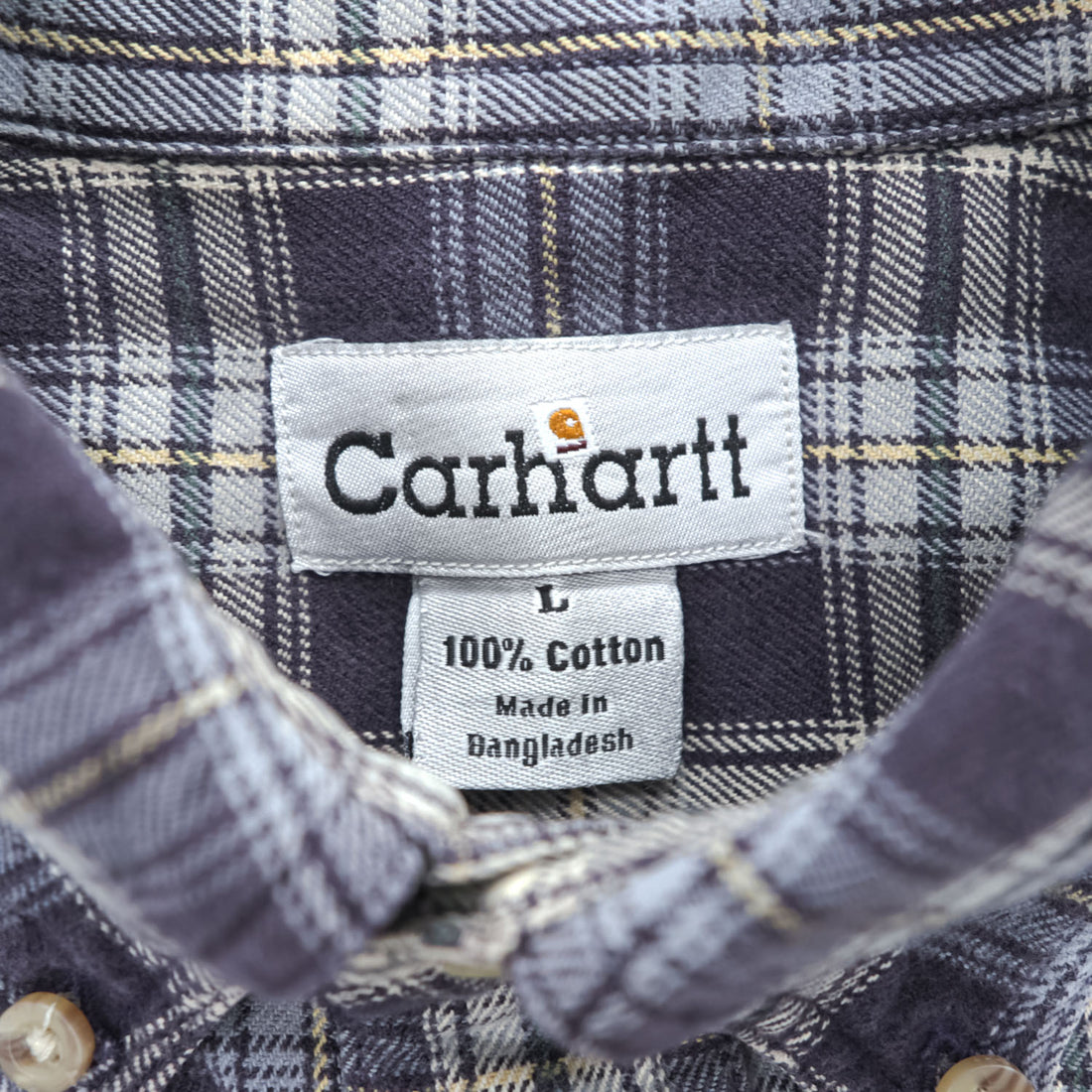 carhartt ボタンダウン 長袖 チェックシャツ L ネイビー ブルー REGULAR S151