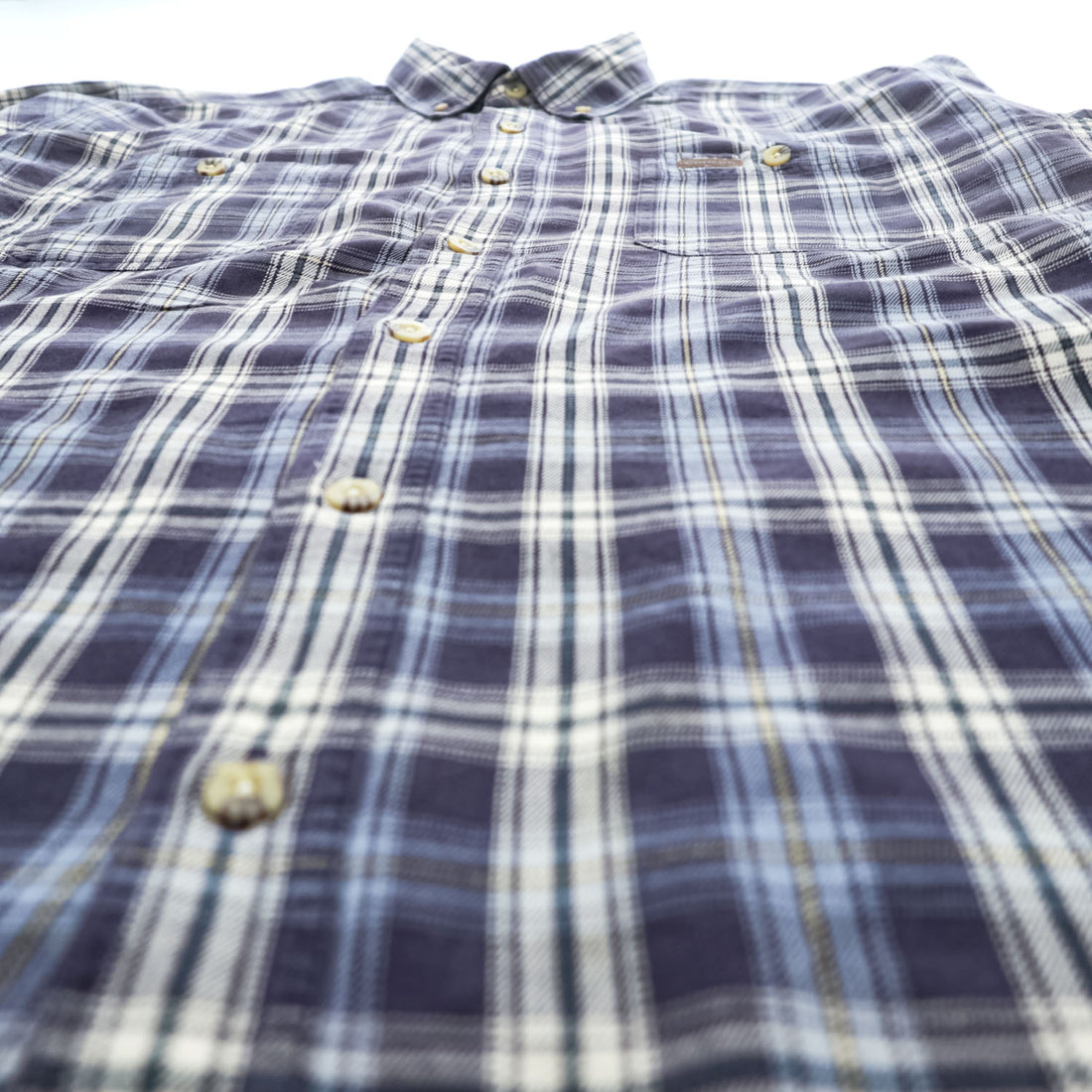 carhartt ボタンダウン 長袖 チェックシャツ L ネイビー ブルー REGULAR S151