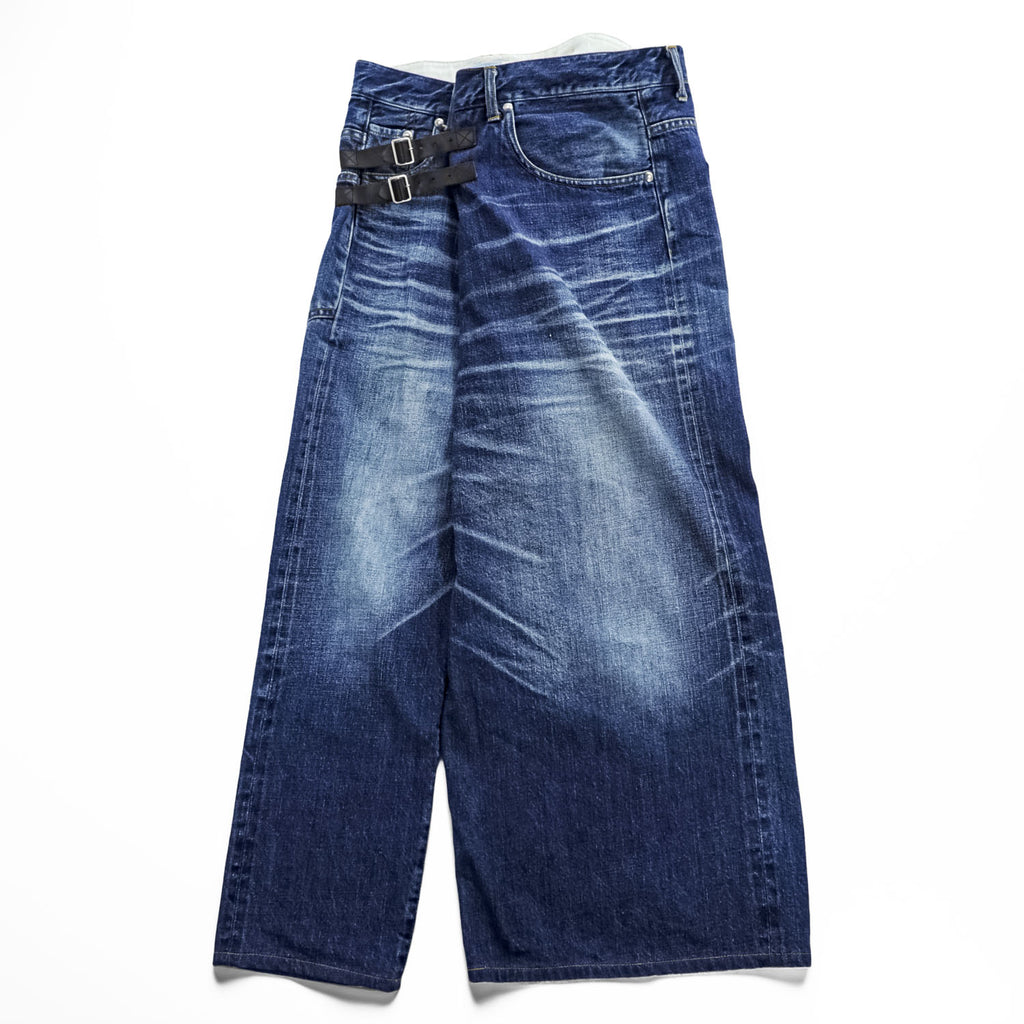 FACETASM アシンメトリー BIG&SLIM デニムパンツ ジーンズ S ワイド ユーズド加工 ZN-SP-02 日本製