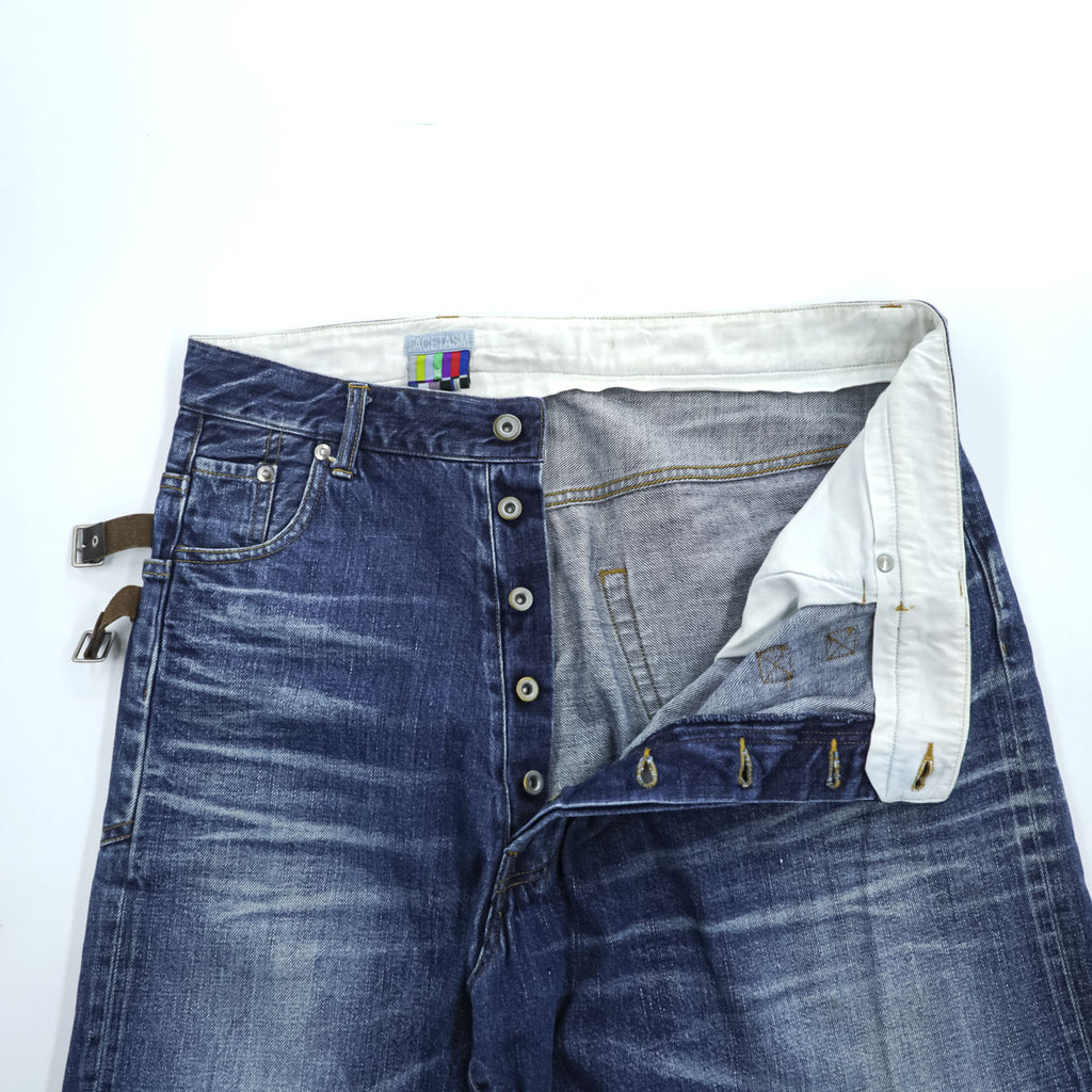 FACETASM アシンメトリー BIG&SLIM デニムパンツ ジーンズ S ワイド ユーズド加工 ZN-SP-02 日本製