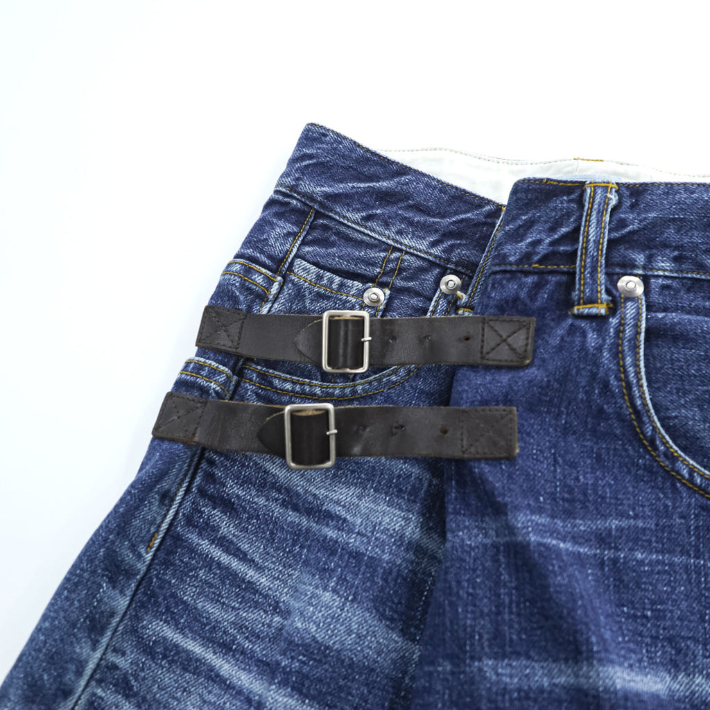 FACETASM アシンメトリー BIG&SLIM デニムパンツ ジーンズ S ワイド ユーズド加工 ZN-SP-02 日本製