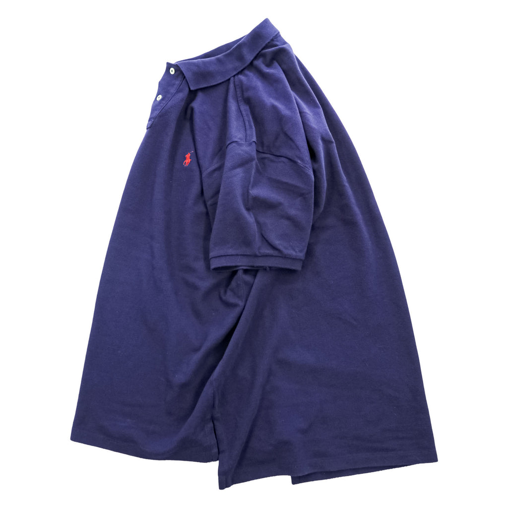 Polo Ralph Lauren 90年代 ヴィンテージ COSTOM FIT 鹿の子 ポロシャツ XL ネイビー スモールポニー ロゴ 刺繍