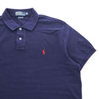 Polo Ralph Lauren 90年代 ヴィンテージ COSTOM FIT 鹿の子 ポロシャツ XL ネイビー スモールポニー ロゴ 刺繍