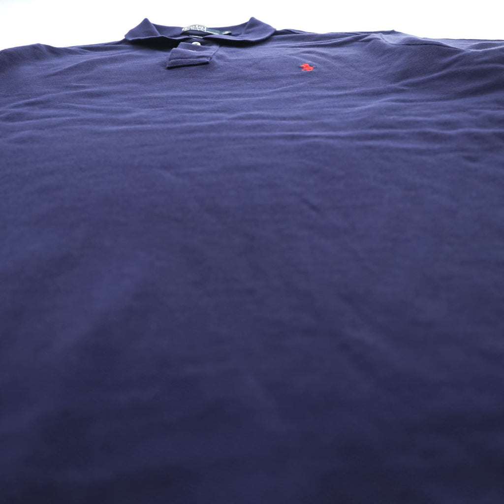 Polo Ralph Lauren 90年代 ヴィンテージ COSTOM FIT 鹿の子 ポロシャツ XL ネイビー スモールポニー ロゴ 刺繍