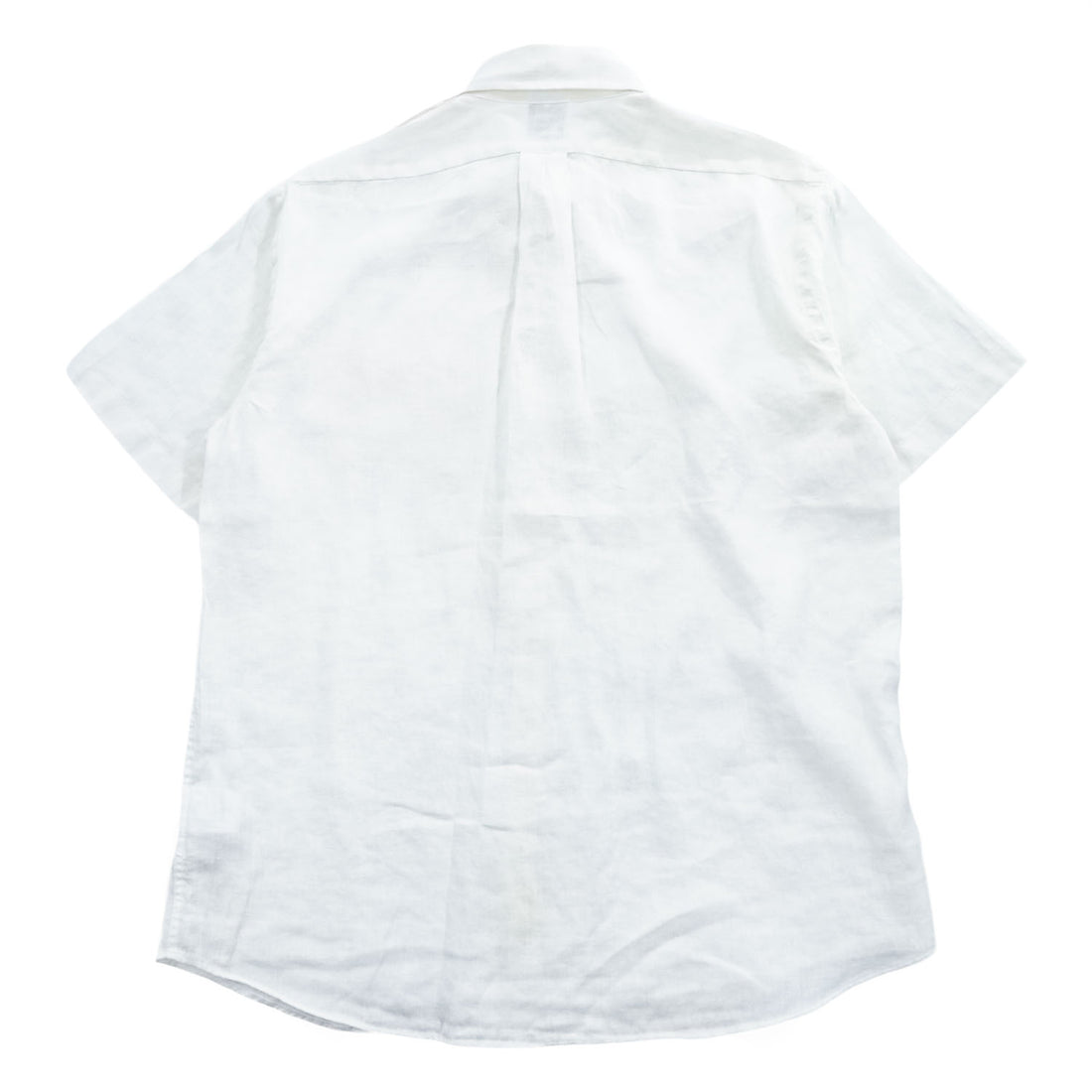 Brooks Brothers リネン 半袖シャツ M ホワイト 麻100% THE ORIGINAL POLO SHIRT ボタンダウン REGULAR