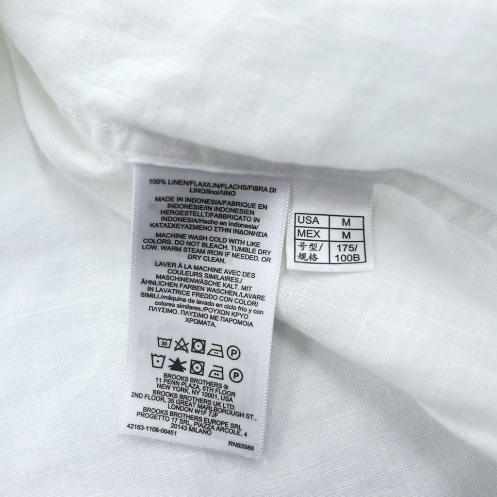 Brooks Brothers リネン 半袖シャツ M ホワイト 麻100% THE ORIGINAL POLO SHIRT ボタンダウン REGULAR