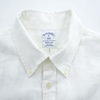 Brooks Brothers リネン 半袖シャツ M ホワイト 麻100% THE ORIGINAL POLO SHIRT ボタンダウン REGULAR
