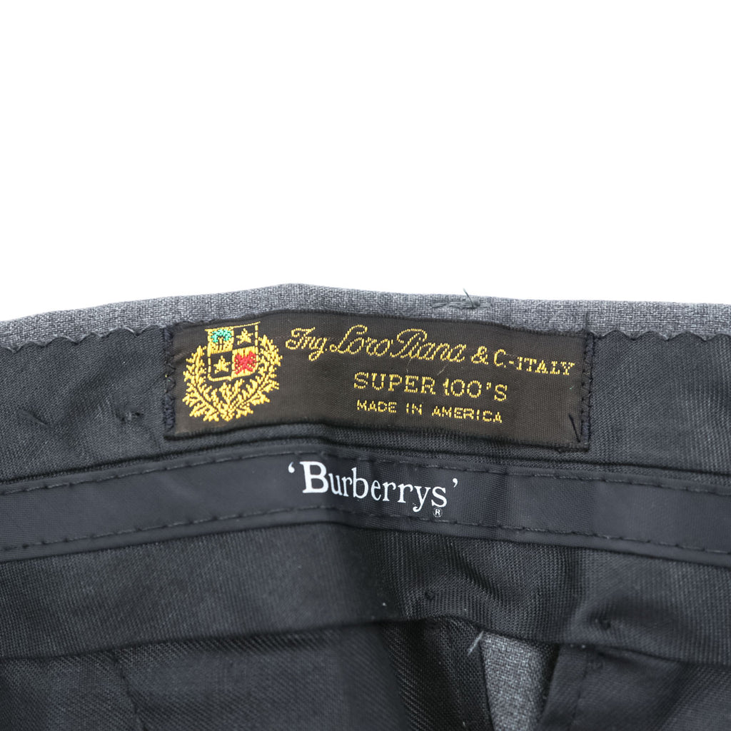 BURBERRY 90年代 USA製 Loro Piana Super100s ヴィンテージ スラックス パンツ XL ワイド 2タック プリーツ ダブルカフス UNION MADE ロケットTALONジップ