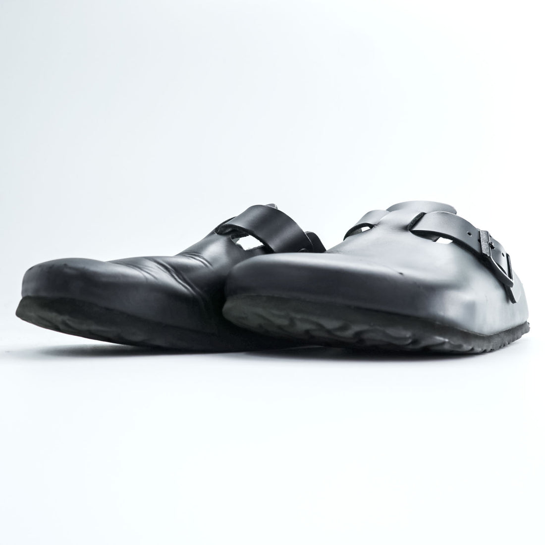 BIRKENSTOCK ドイツ製 ボストン BOSTON レザー サンダル 26.5cm ブラック スエードインソール ベルトバックル