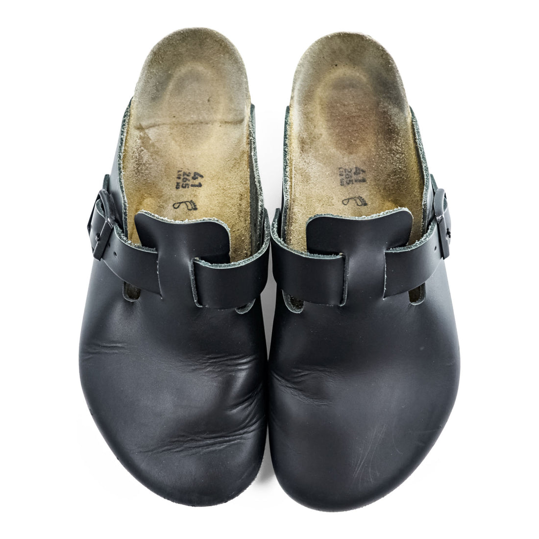 BIRKENSTOCK ドイツ製 ボストン BOSTON レザー サンダル 26.5cm ブラック スエードインソール ベルトバックル