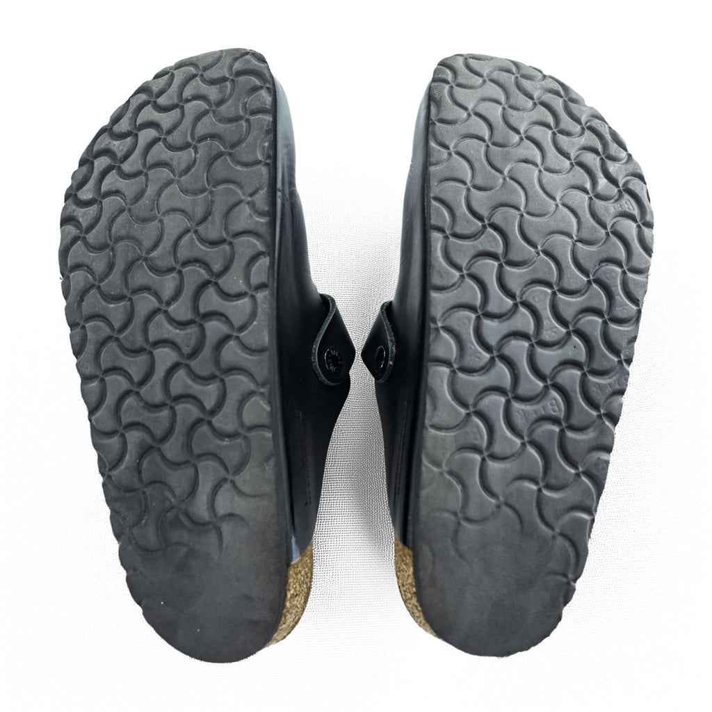 BIRKENSTOCK ドイツ製 ボストン BOSTON レザー サンダル 26.5cm ブラック スエードインソール ベルトバックル