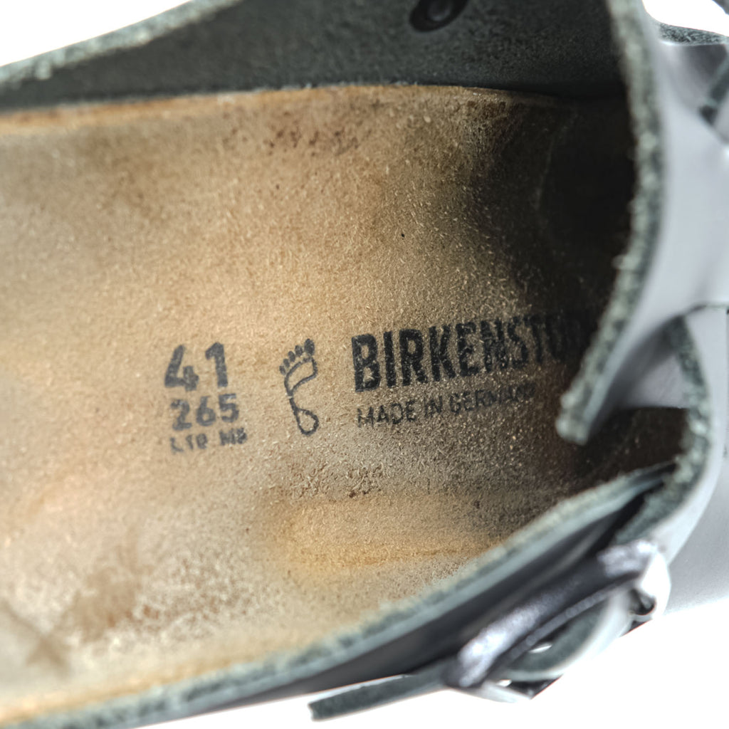 BIRKENSTOCK ドイツ製 ボストン BOSTON レザー サンダル 26.5cm ブラック スエードインソール ベルトバックル