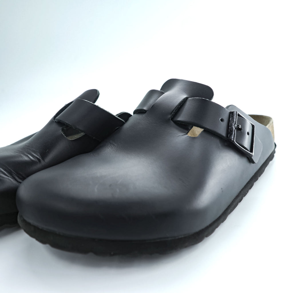 BIRKENSTOCK ドイツ製 ボストン BOSTON レザー サンダル 26.5cm ブラック スエードインソール ベルトバックル