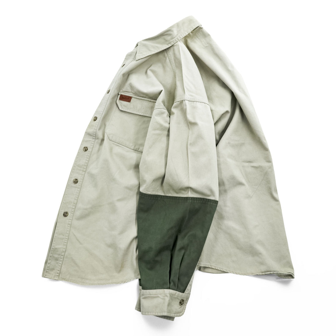 Woolrich 90年代 ヴィンテージ 長袖ハンティングシャツ XL カーキ ベージュ OUTDOOR GUIDE COLLECTION パッチワーク切替 5561WT KAL