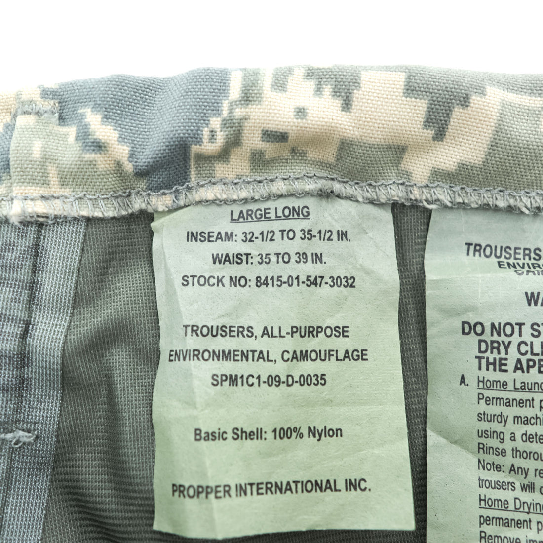 PROPPER APECS Trousers Tigerstripe Digital Camo Nylon Cargo Pants Large-Long (W35-39 / approx. 104cm waist) Side Zips Velcro Hem