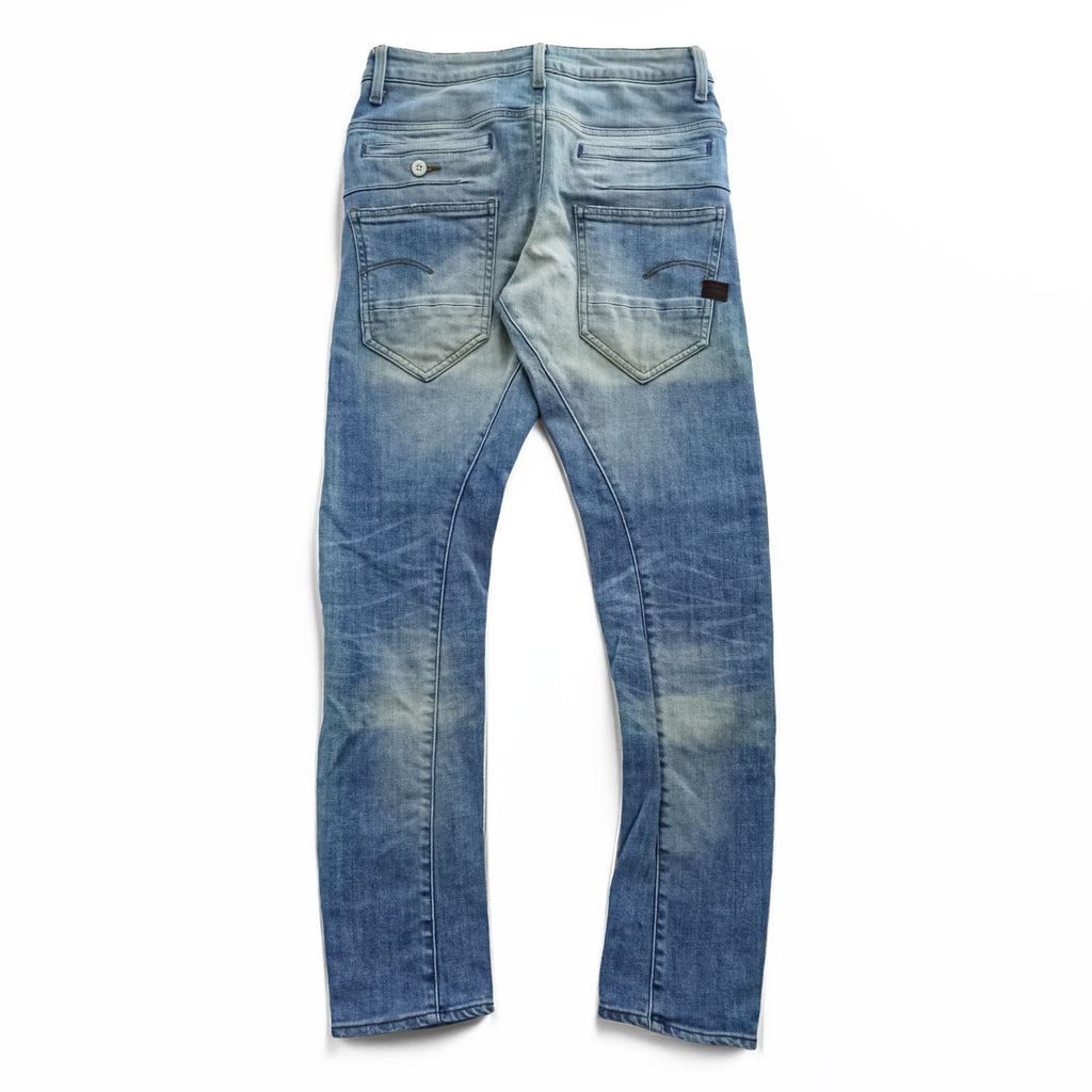 G-STAR RAW デニムパンツ D-STAQ 3D SKINNY スキニージーンズ S ライトブルー ブリーチ加工 ボタンフライ