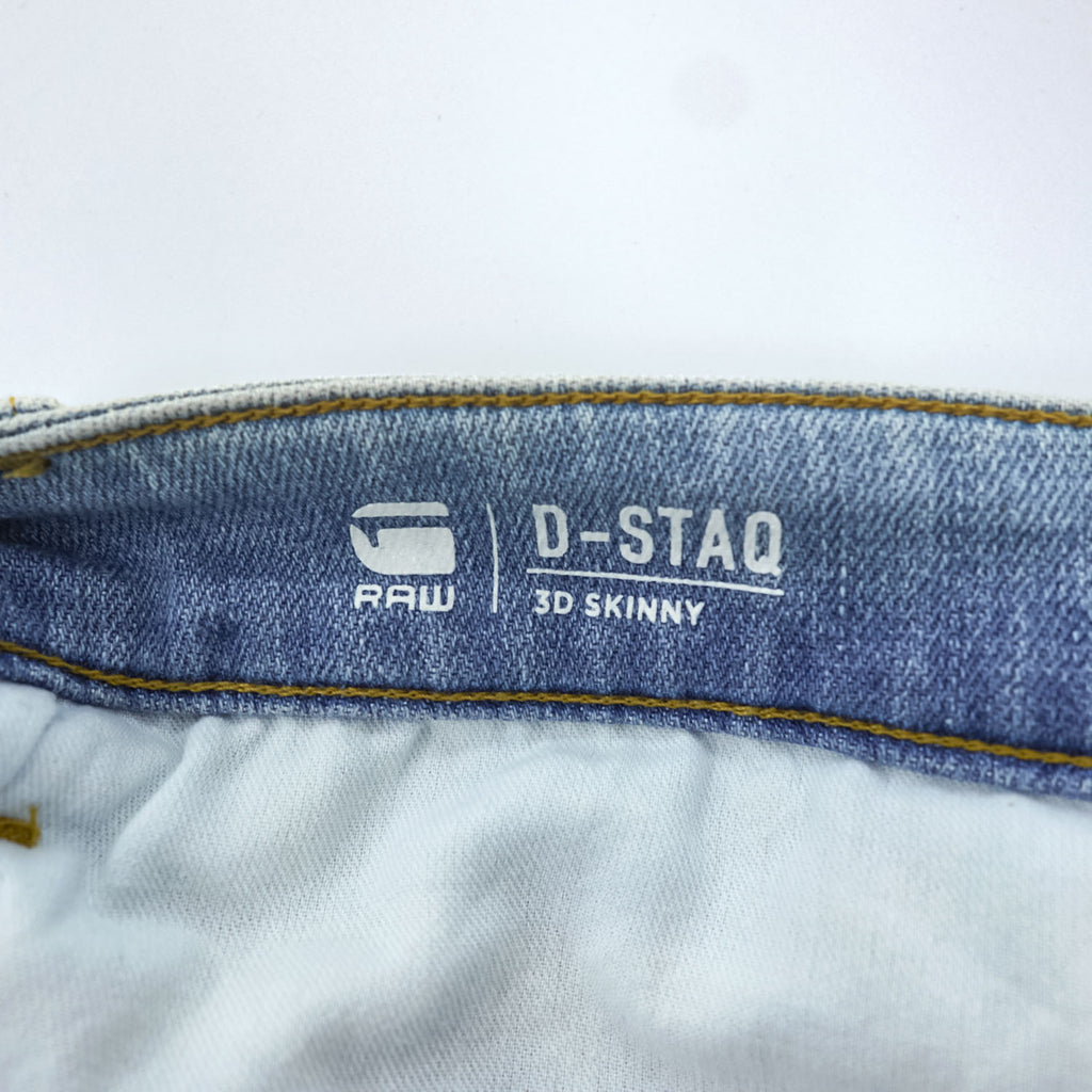 G-STAR RAW デニムパンツ D-STAQ 3D SKINNY スキニージーンズ S ライトブルー ブリーチ加工 ボタンフライ