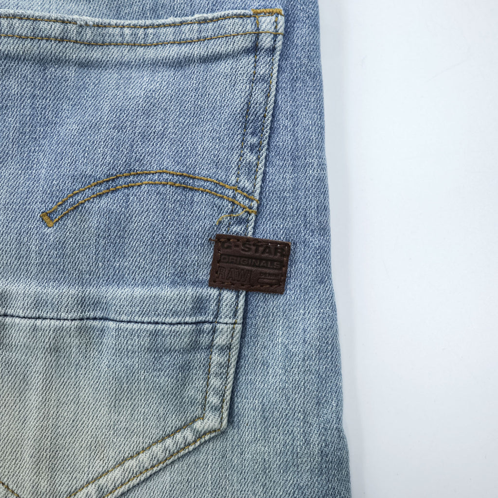 G-STAR RAW デニムパンツ D-STAQ 3D SKINNY スキニージーンズ S ライトブルー ブリーチ加工 ボタンフライ