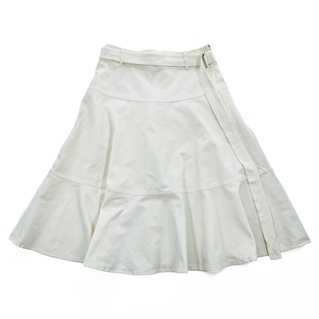 WEEKEND Max Mara フレアスカート M ホワイト ストレッチ コーデュロイ ベルト付