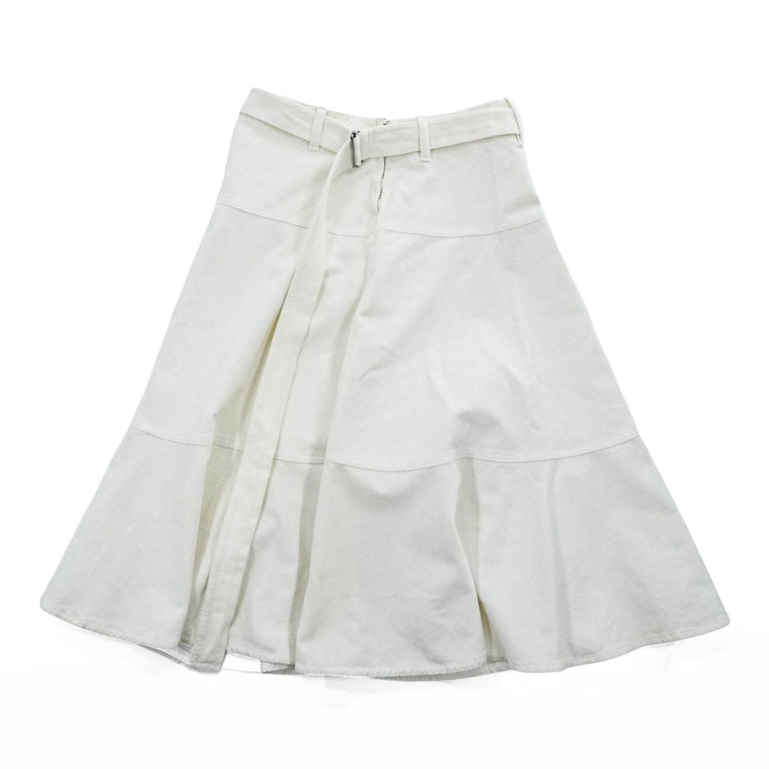 WEEKEND Max Mara フレアスカート M ホワイト ストレッチ コーデュロイ ベルト付