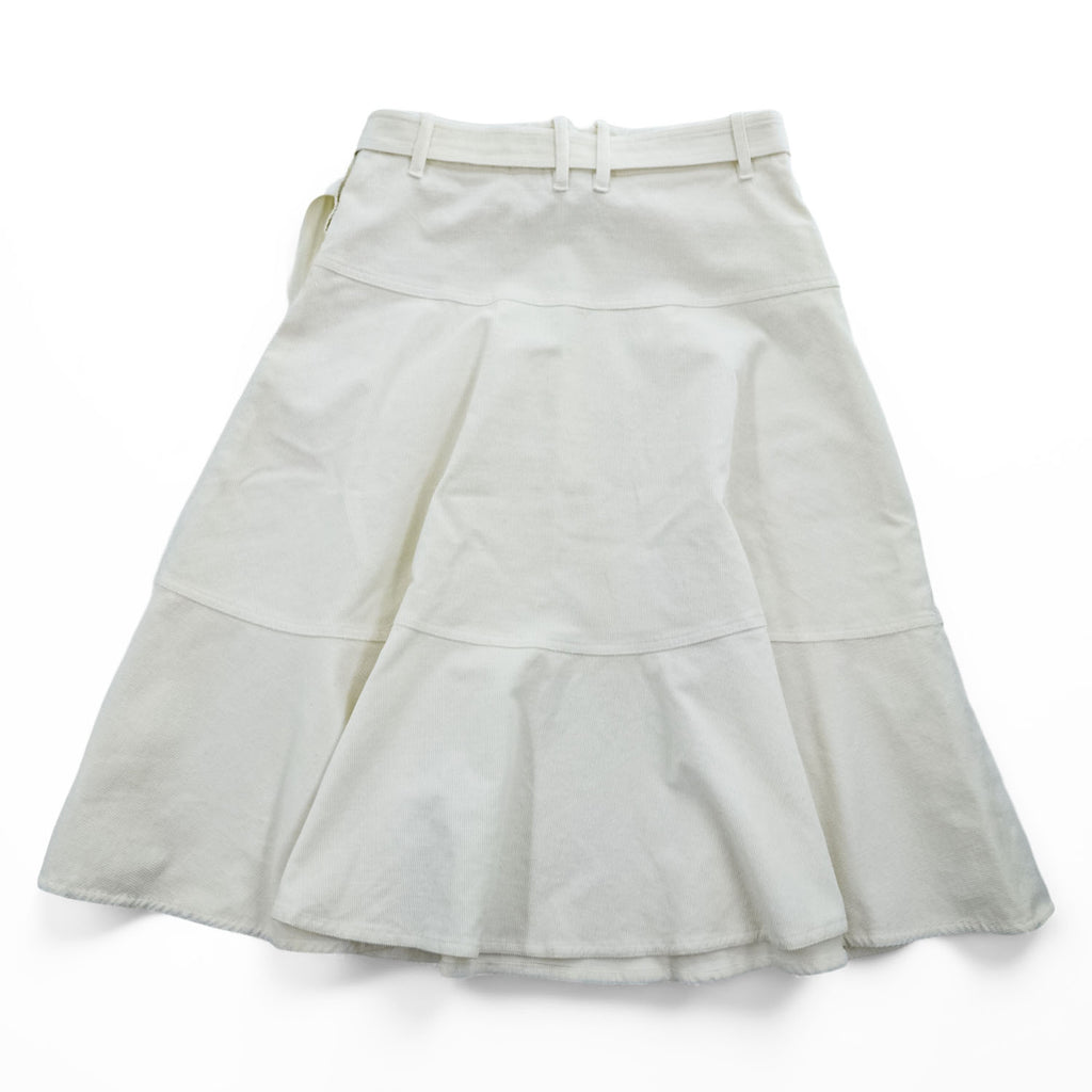 WEEKEND Max Mara フレアスカート M ホワイト ストレッチ コーデュロイ ベルト付