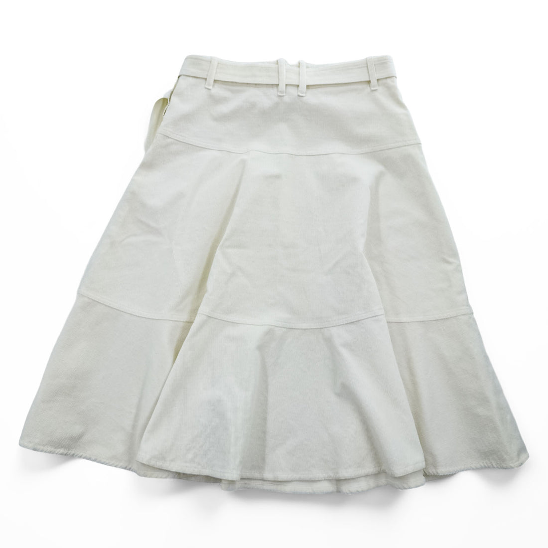 WEEKEND Max Mara フレアスカート M ホワイト ストレッチ コーデュロイ ベルト付